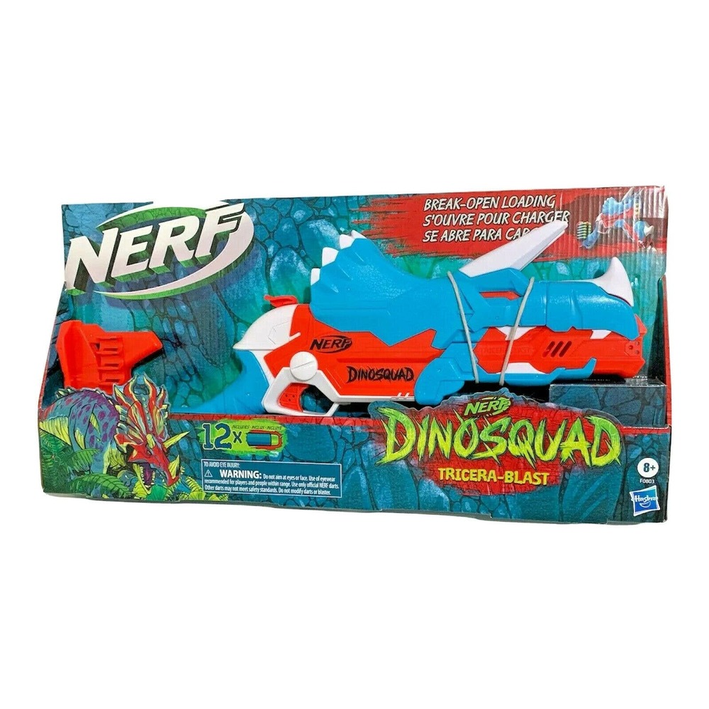Nerf DinoSquad Tricera-blast Blaster Break Open 3 Dart Loading 12 Nerf Darts New